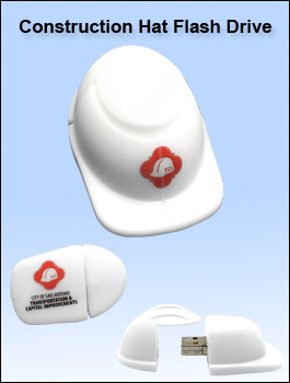 Construction Hat Flash Drive - White